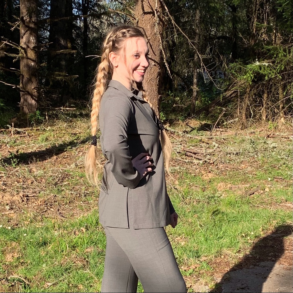 Theory Grey Pantsuit Lycra/Wool Pant & Jacket M 8 - Picture 5 of 16